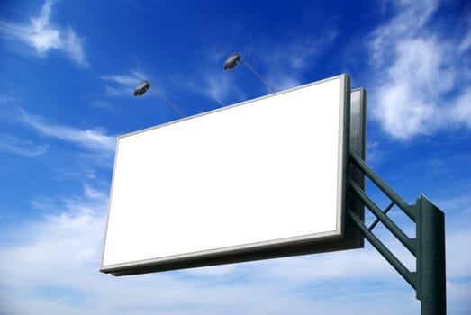 advertising billboard on sky background