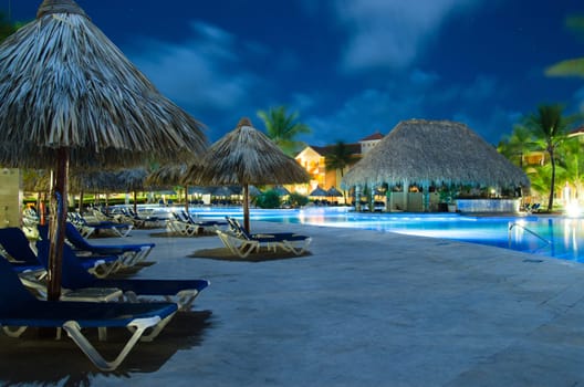 Swimming pool in night illumination