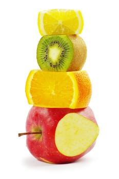 mixed fruit isolated on white