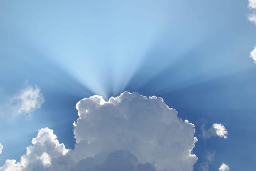Blue sky with clouds and sun