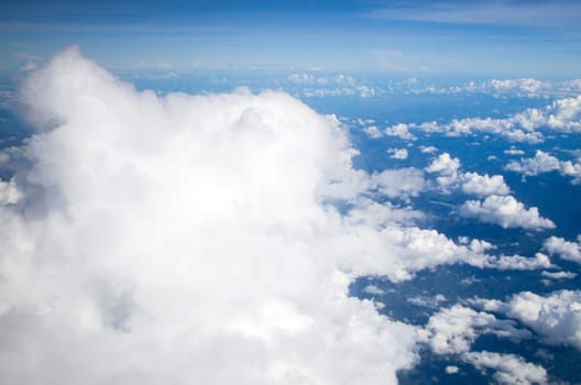 blue sky with clouds and sun
