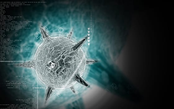 Digital illustration of herpes virus in colour background