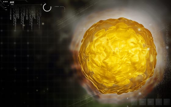 Digital illustration of polio virus in colour background