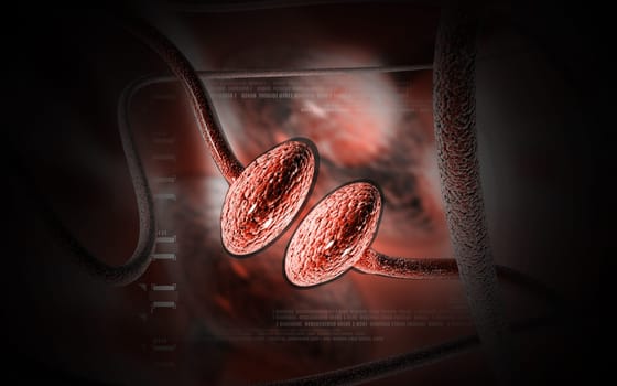 Digital illustration of synapse in colour background