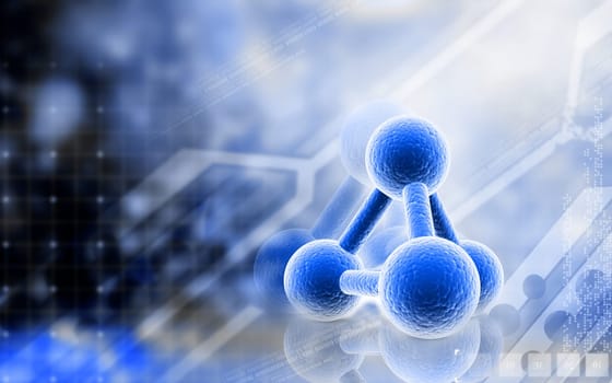 Digital illustration of molecules in colour background