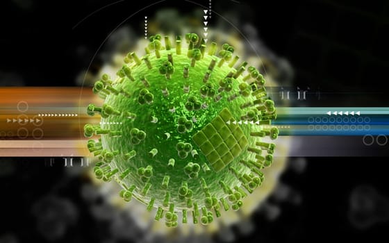 Digital illustration of avian virus in colour background