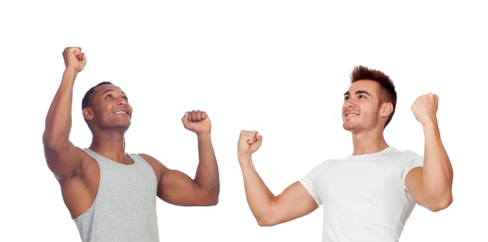 Companions gym holding something isolated on white background