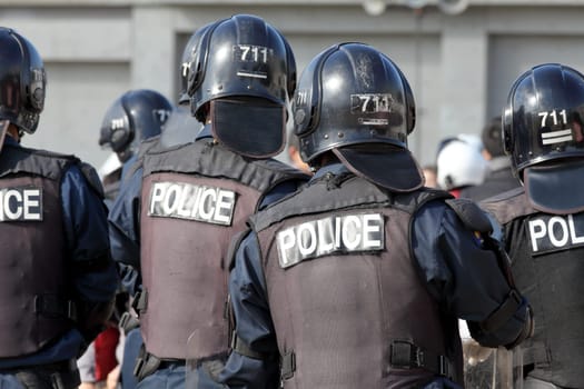 Japanese special policemen waiting for orders