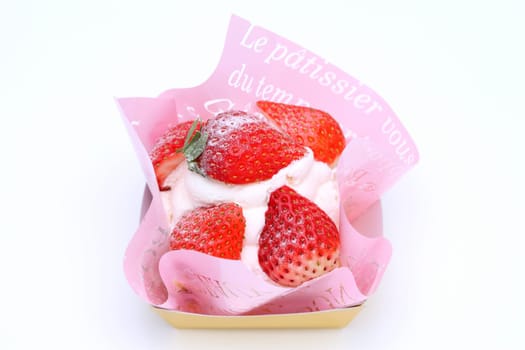 strawberry cake with wrapping paper