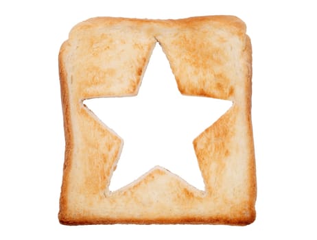 toasted slice of bread with hole star shape