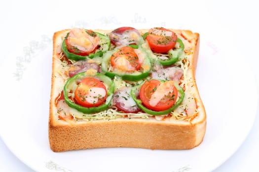 homemade pizza bread isolated on white background