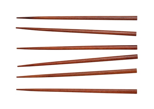 wooden chopsticks isolated on white background