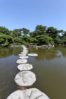 Stone path in water Japanese garden　
