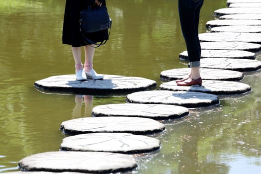 Stone path in water Japanese garden　