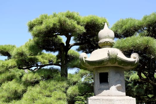 Japanese oriental stone garden lantern