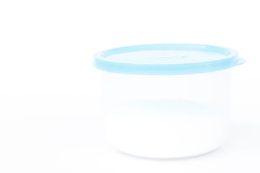 Plastic food containers isolated on white background, stock photo
