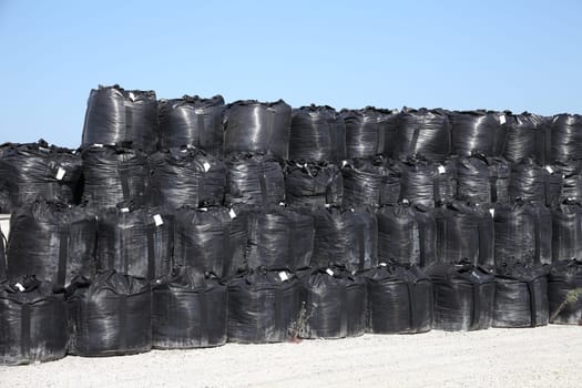 stack of toxic substance bag