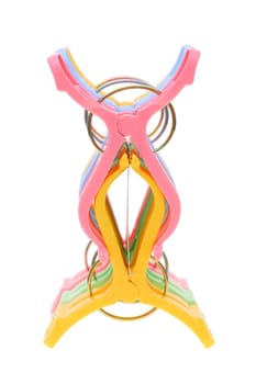 Colorful plastic clothespins