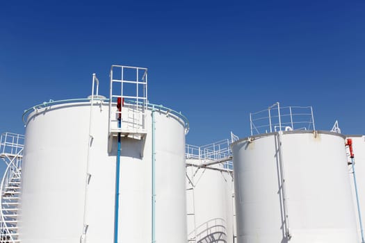 Industrial storage tanks at refinery