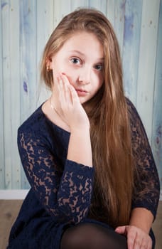 Portrait of a 10 year old girl, studio shot.