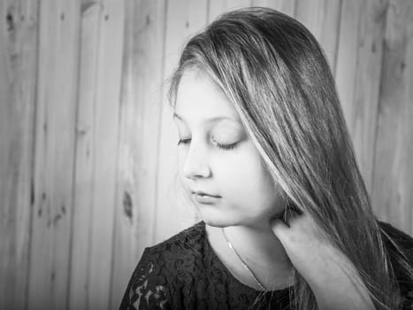 Portrait of a 10 year old girl, studio shot.
