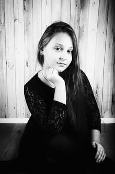 Portrait of a 10 year old girl, studio shot.