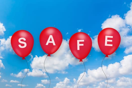 SAFE text on balloon with blue sky background