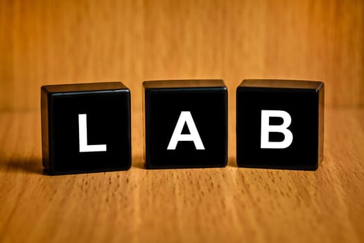 LAB or Laboratory text on black block