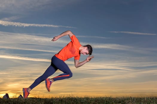 Man,21,at sprint start in athletics