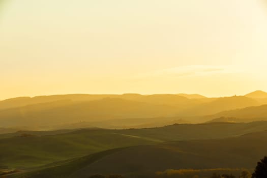 A sunrise in Tuscany in spring