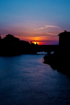 The Ponte Vecchio in Florence before a sunset