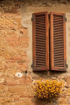 Windows with closed shops in Tuscany