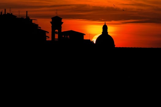 sunset over the ponte vecchio in florence,Italy