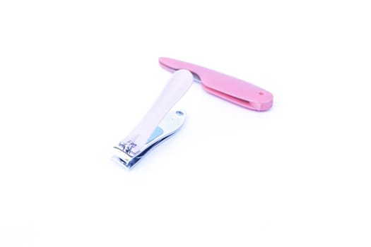 Pink clipper isolated on white background, stock photo