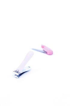 Pink clipper isolated on white background, stock photo
