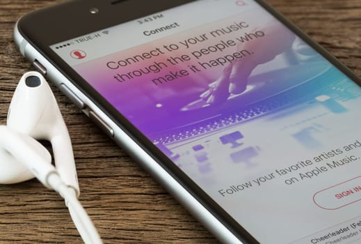 Bangkok, Thailand - Dec 22, 2015 : music application for iphone on appstore, iphone developed by apple Inc.