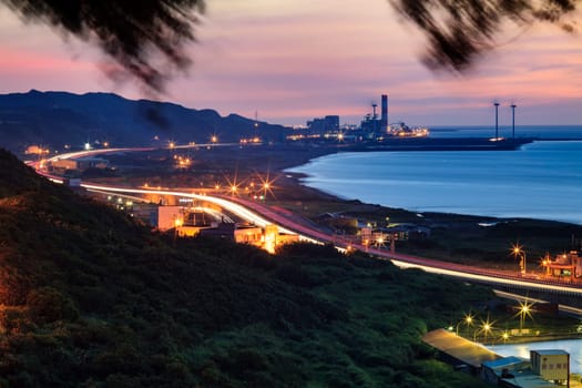 The Night view on the beach in Taiwan