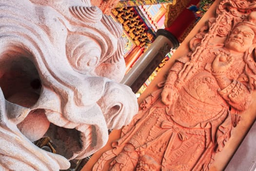 Wood carving Buddhist temple door public places of Buddhist worship