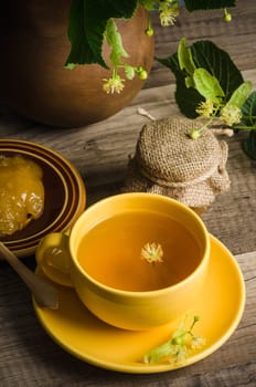 Still life with linden tea and honey