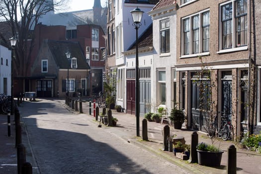 Picturesque street in Gouda, the Netherlands