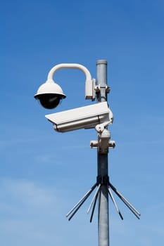 Security cameras on a pole