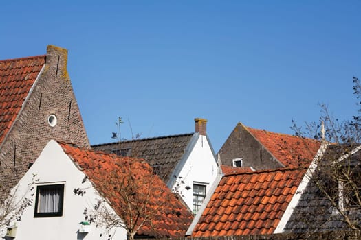 Roofs of historical houses in the city Haastrecht, the Netherlands