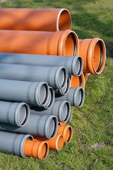 Pvc pipes on a construction site