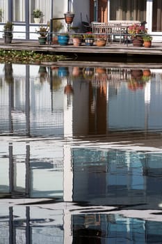 Apartment block reflections in the water .Rotterdam, the Netherlands.