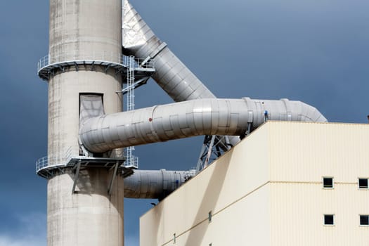 Huge pipes and chimney of a plant