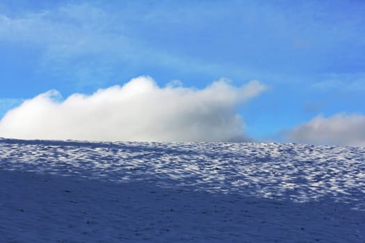 Sky and clouds above the wintry field