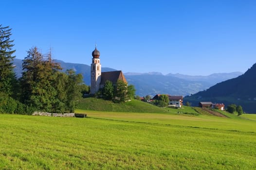 Church of St. Constantine with Schlern - the church St. Konstantin near mountain Schlern