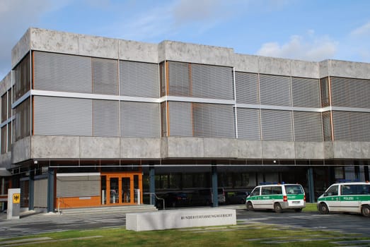 Federal Constitutional Court Karlsruhe Schlossplatz Federal Police BVerfG Court Constitutional Court Germany Federal Republic of Germany Constitutional Organ Building Judge Police Constitutional Judge Terror Threat