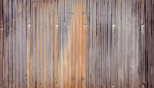 Rusty corrugated galvanize steel wall texture background