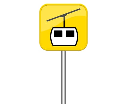 Yellow insulated sign with cable car symbol